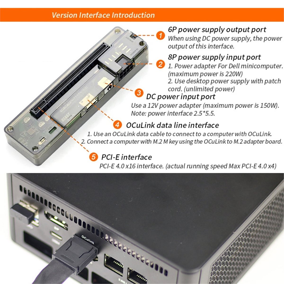 OCuLink GPU 독(M.2 M 키-OCuLink  - External Gpu Dock Pcie 4.0 Oculink 리뷰 및 가격